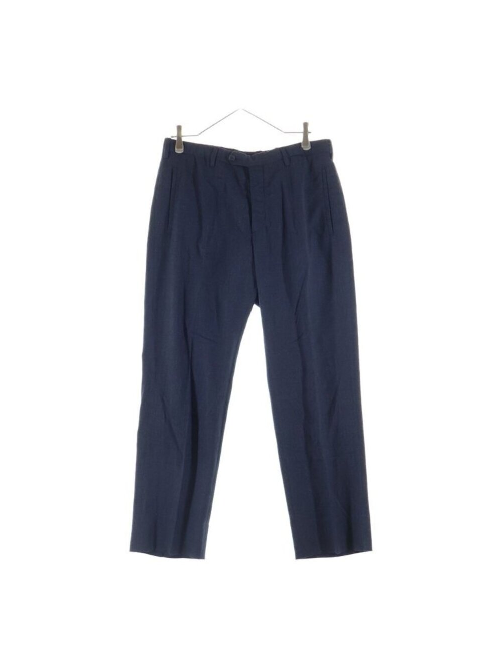 Prada Qaive Archives Stripe Button Fly Center Crease Wool Trousers Pants Navy